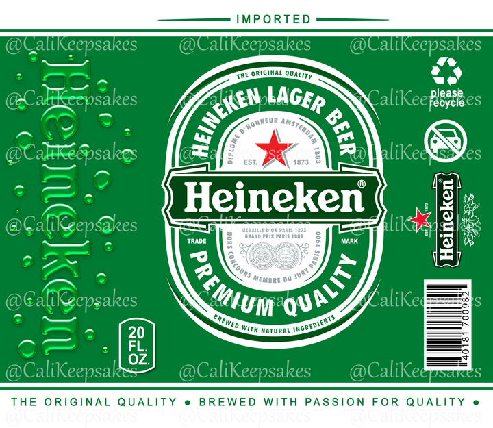 Heineken Beer PNG for Sublimation/Waterslide - 300DPI - CaliKeepsakes